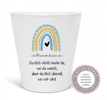 Preview: stiller Blumentopf - Vase kleiner Regenbogen Name personalisiert  Sternenkind Trauer  Grab, Urnengrab, Abschied, Friedhof ....von Lüttentüddel®